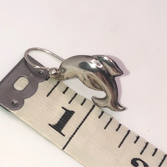 Vtg Italian Sterling Silver Dolphin Balancing Ball Earrings 1.2” - Picture 3 of 3